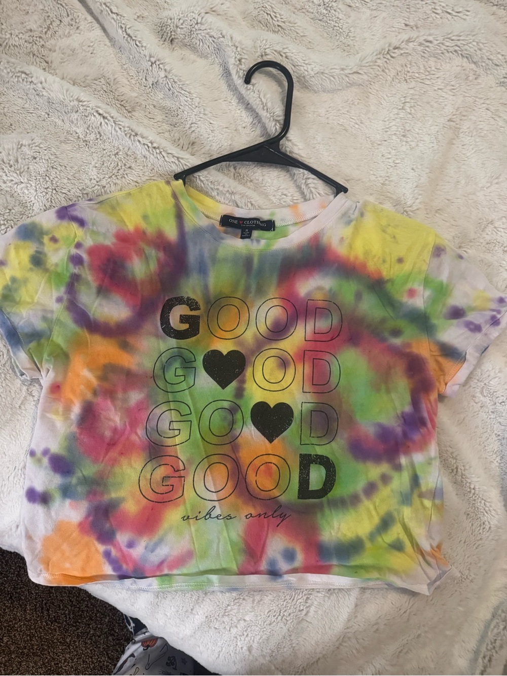one clothing Multicolor Tie-Dye Tee with 'GOOD' Heart Graphic
